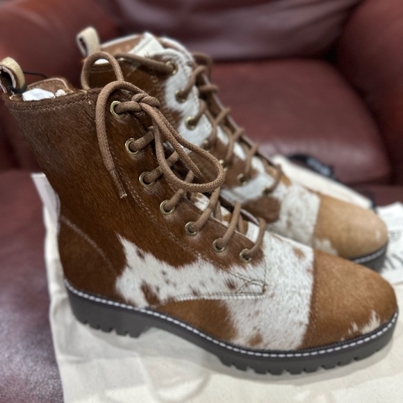 NWT Myra Hair on Hide Lace Up Boots - Picture 6 of 9